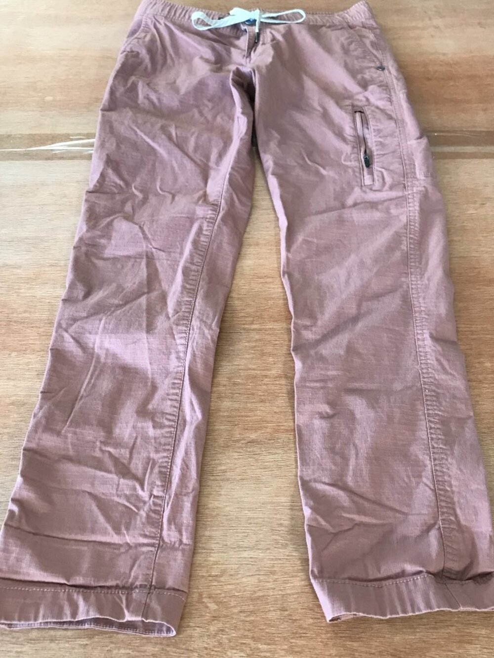 Vuori Ripstop Athletic Pants Women XS Brown Low Rise Zip Pocket Tie Waist 19993